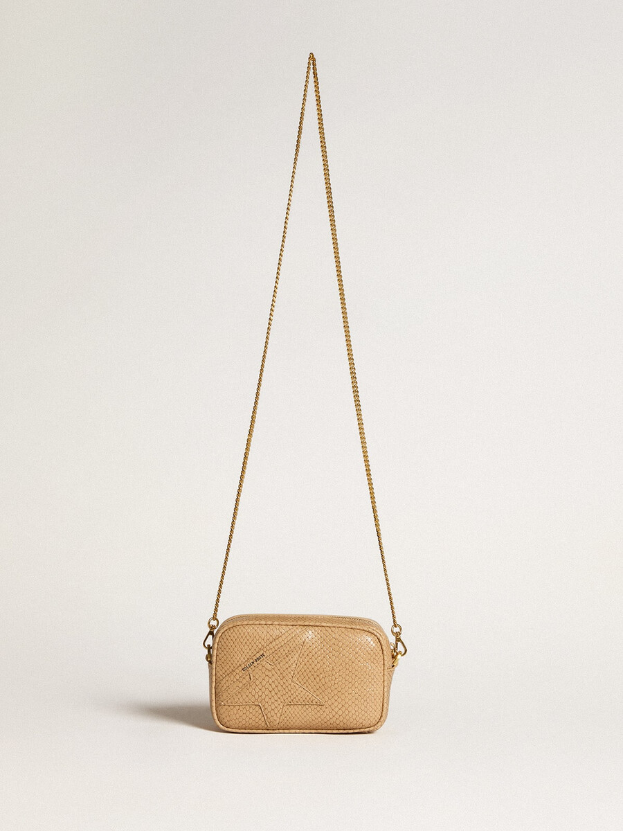 mini torebka star bag z beżowej skóry z nadrukiem węża