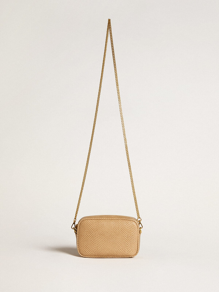 mini torebka star bag z beżowej skóry z nadrukiem węża