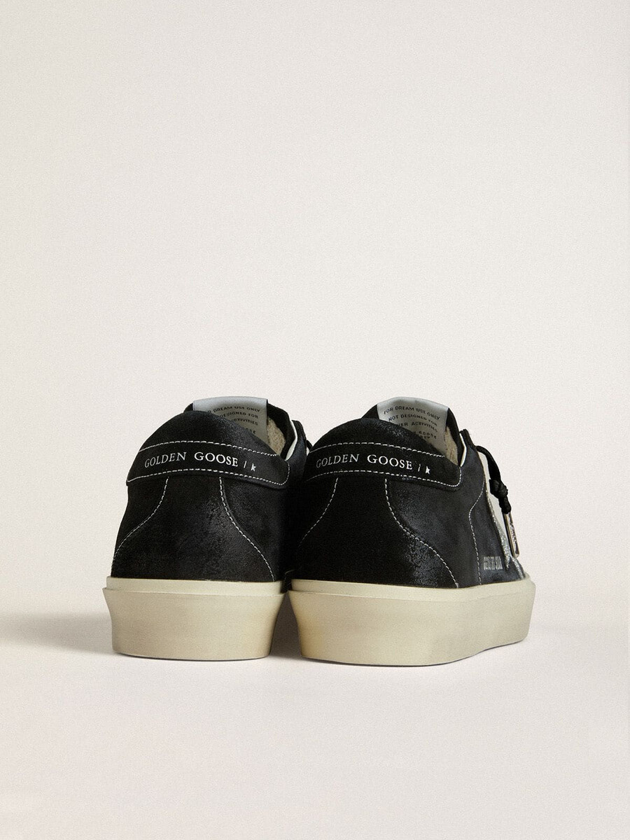 damskie buty hi star z czarnego zamszu ze srebrną kryształową gwiazdką swarovskiego