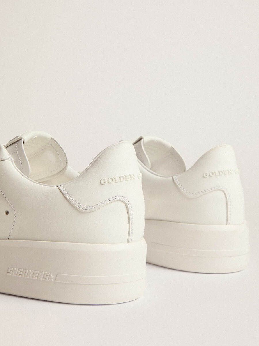 damskie buty purestar w białej skórze ze srebrną kryształową gwiazdką swarovskiego