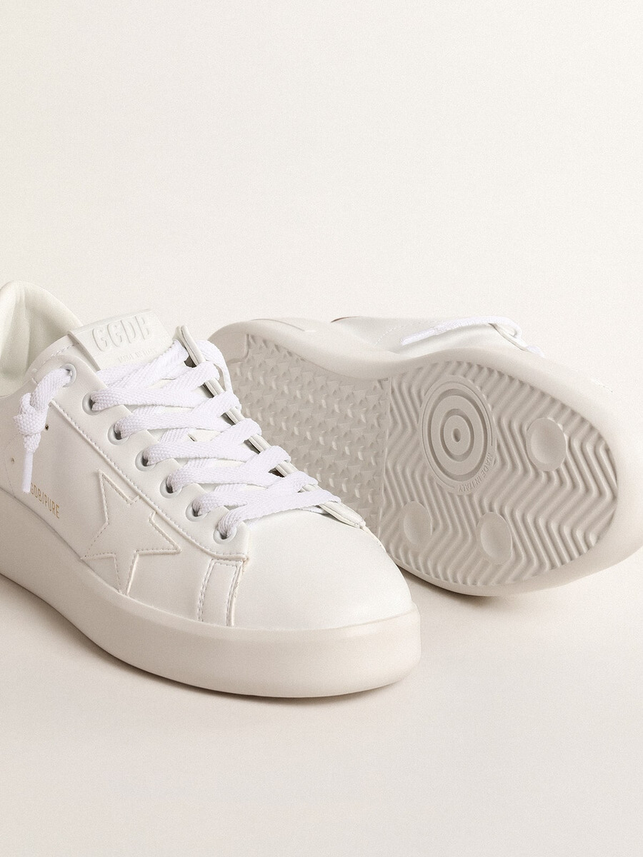 damskie buty purestar z bio-materiału z metalicznym brązowym skórzanym paskiem na pięcie