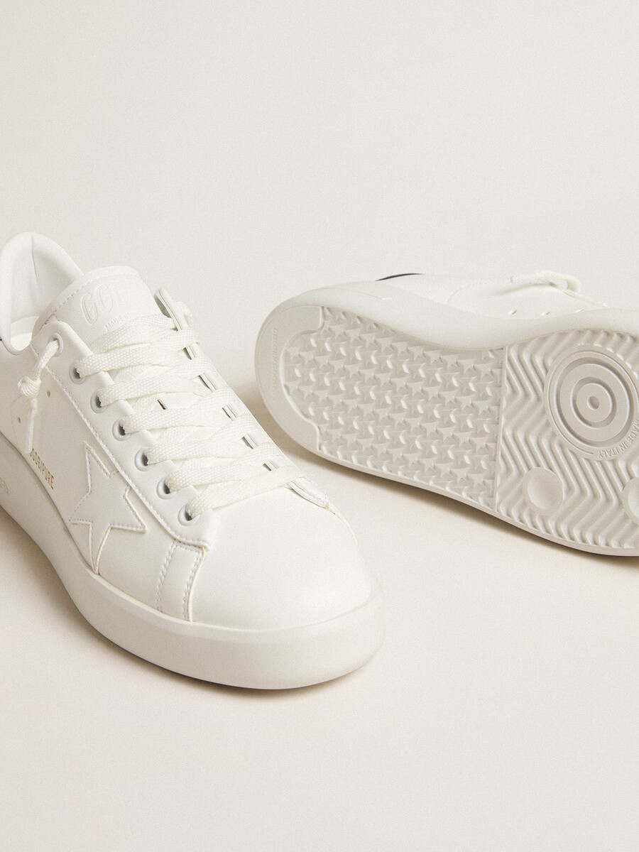 damskie buty purestar z bio-materiału z białą gwiazdą i paskiem na pięcie z efektem lustrzanym