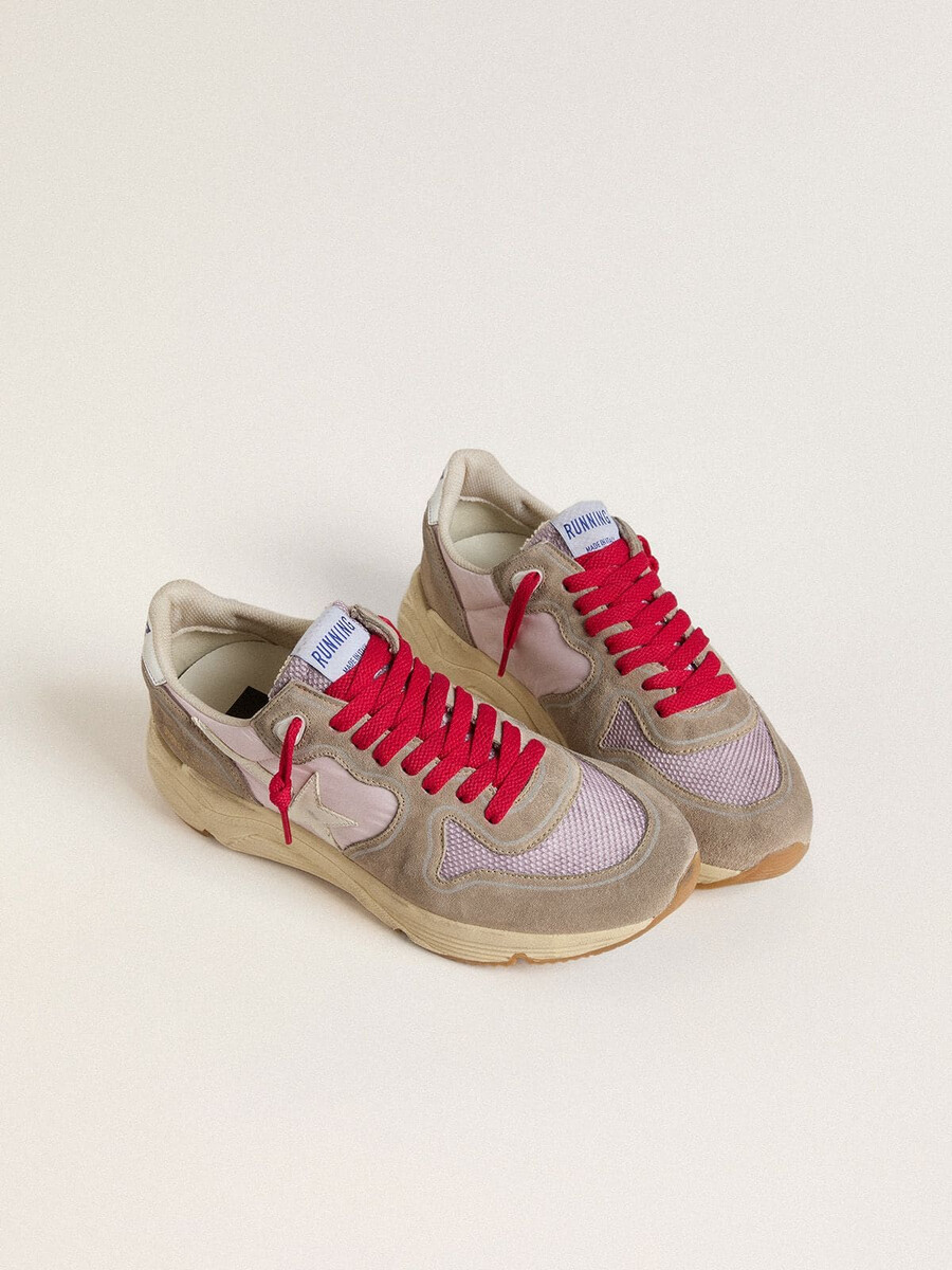 buty running sole ltd z różowego nylonu z białą skórzaną gwiazdą