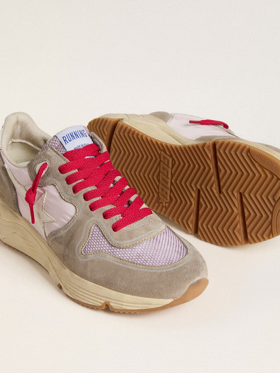buty running sole ltd z różowego nylonu z białą skórzaną gwiazdą