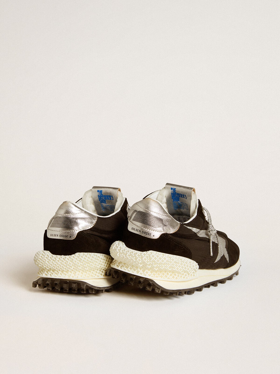męskie buty marathon z cholewką z czarnego nylonu ripstop i srebrną gwiazdą