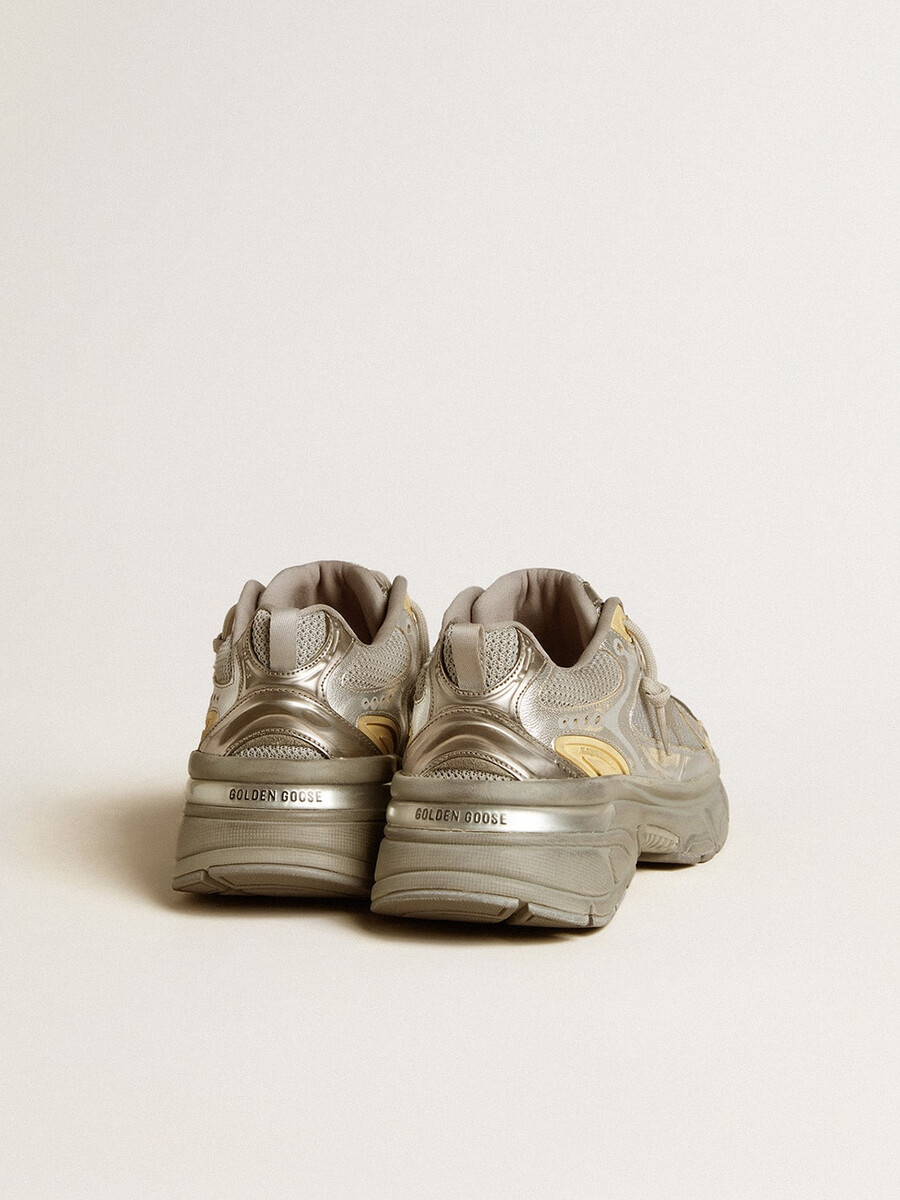 męskie buty lightstar ze skóry metalicznej i srebrnej siateczki z szarą gwiazdą