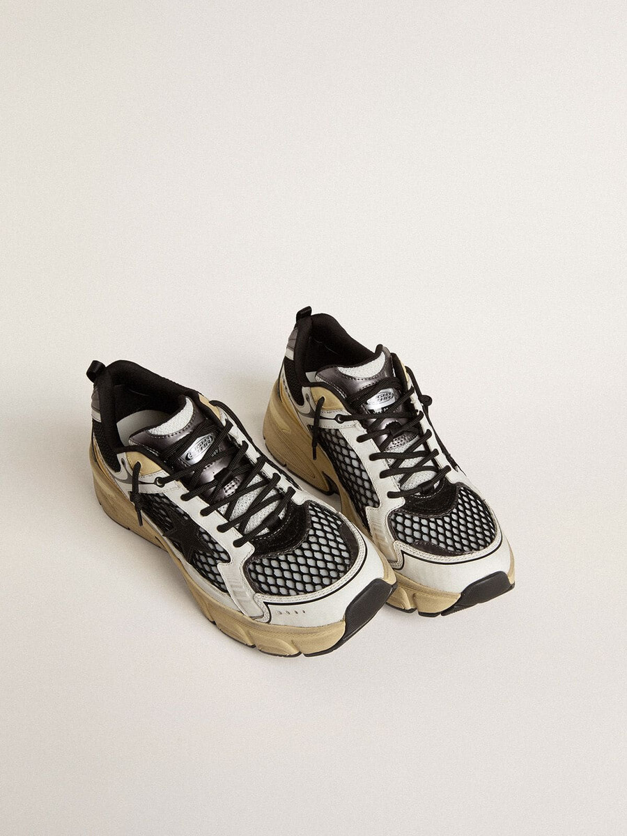 męskie buty lightstar z białej skóry i czarnej siateczki z czarną gwiazdą z tpu