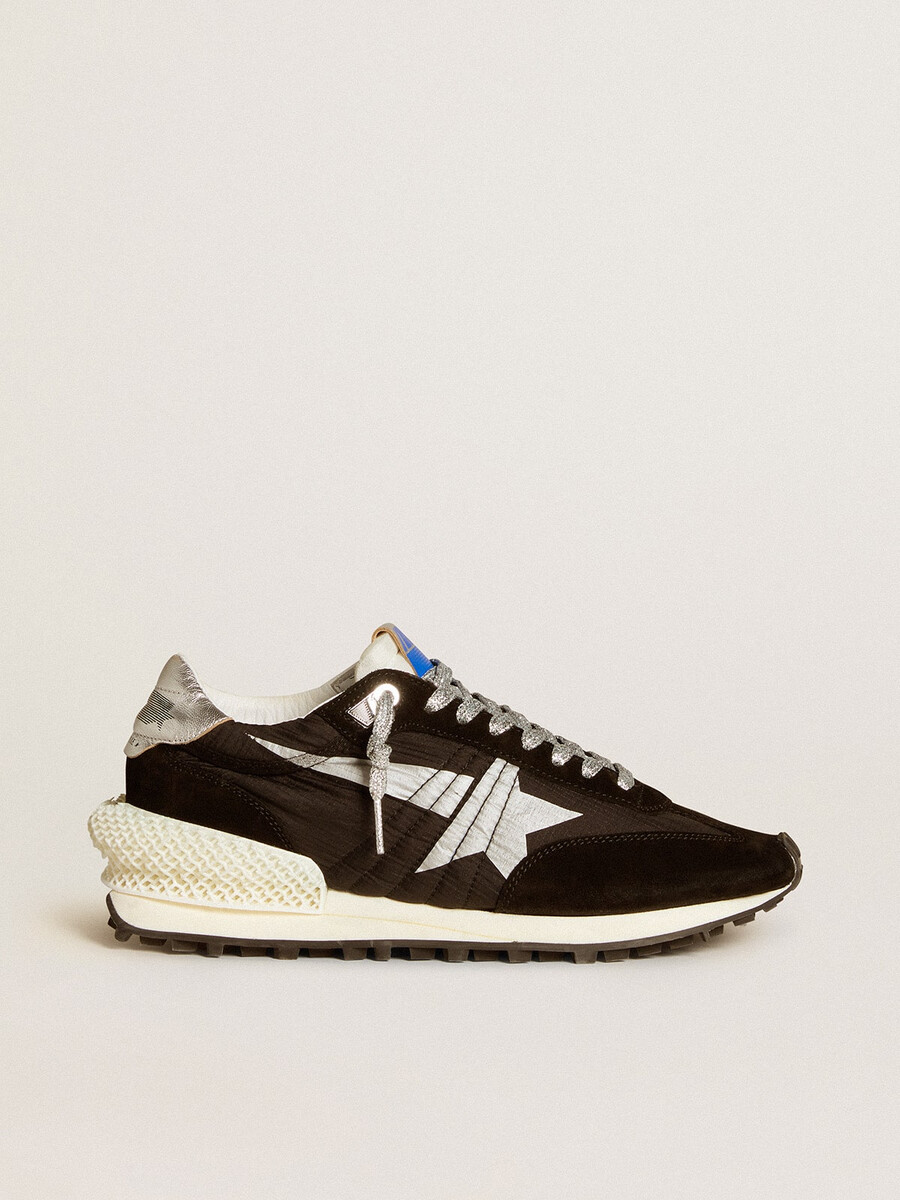 damskie buty marathon z cholewką z czarnego nylonu ripstop i srebrną gwiazdą