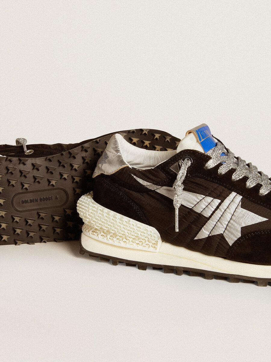 damskie buty marathon z cholewką z czarnego nylonu ripstop i srebrną gwiazdą