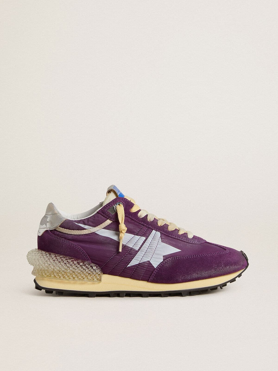 buty marathon dla kobiet z cholewką z fioletowego nylonu i białą gwiazdą