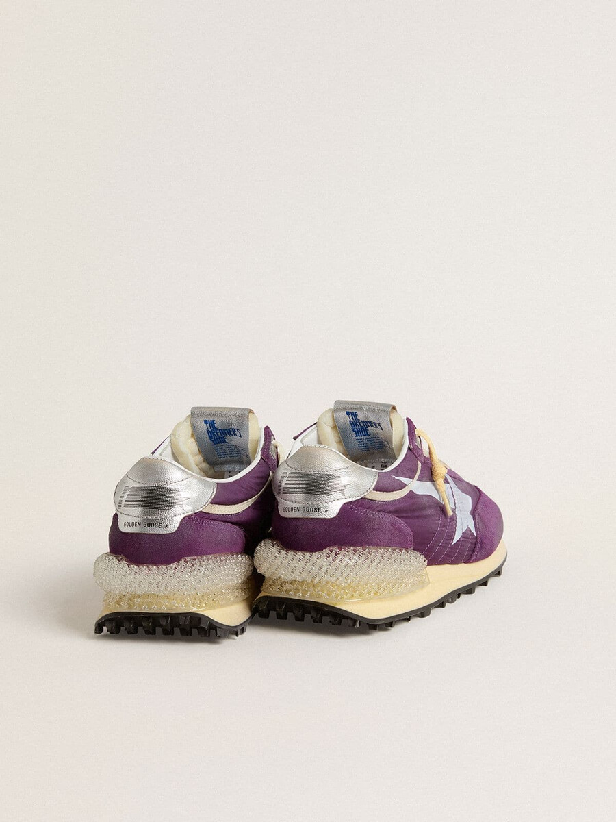 buty marathon dla kobiet z cholewką z fioletowego nylonu i białą gwiazdą