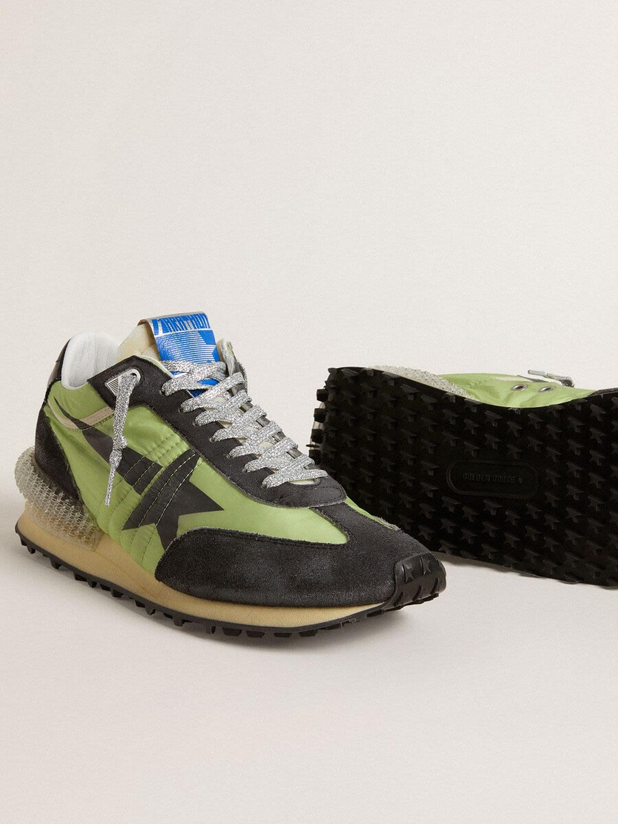 buty marathon damskie z cholewką z zielonego nylonu i czarną gwiazdą