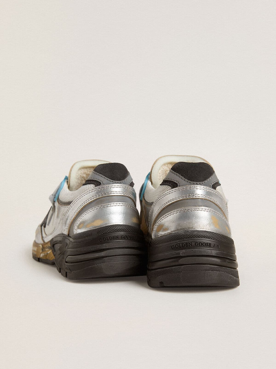 damskie buty dad-star z siateczki i srebrnej skóry z czarną zamszową gwiazdą