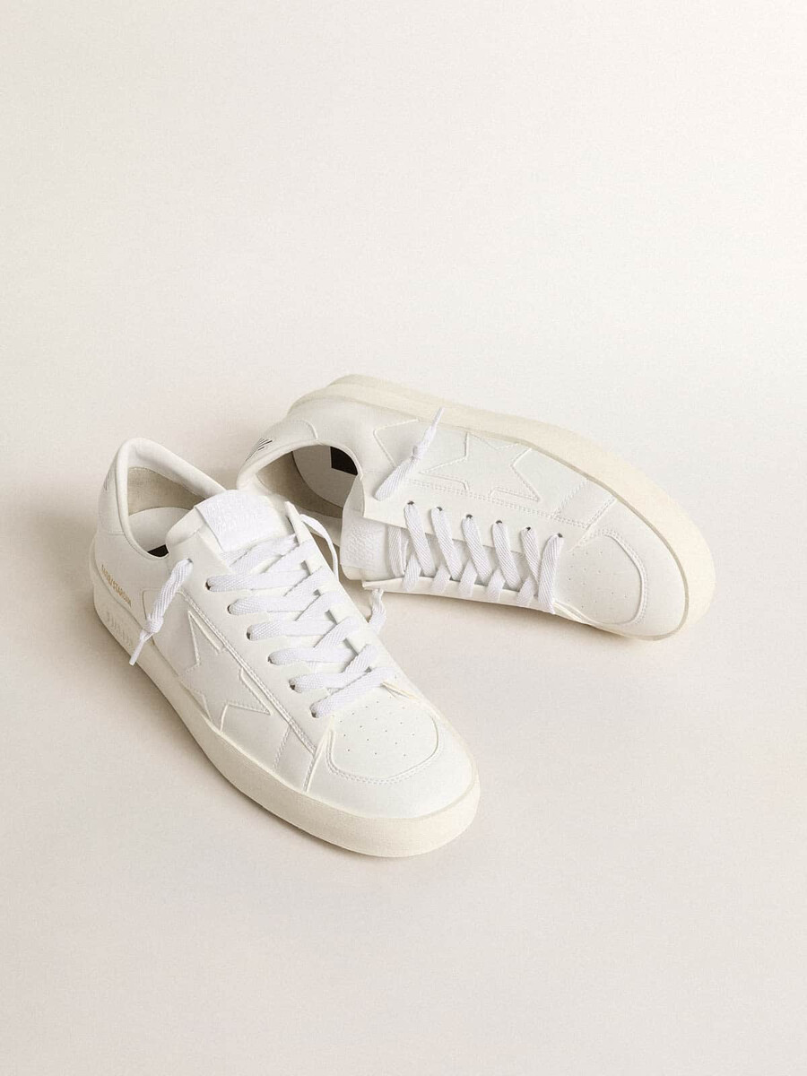 damskie buty stardan z bio-materiału z białą gwiazdą i zapięciem na pięcie
