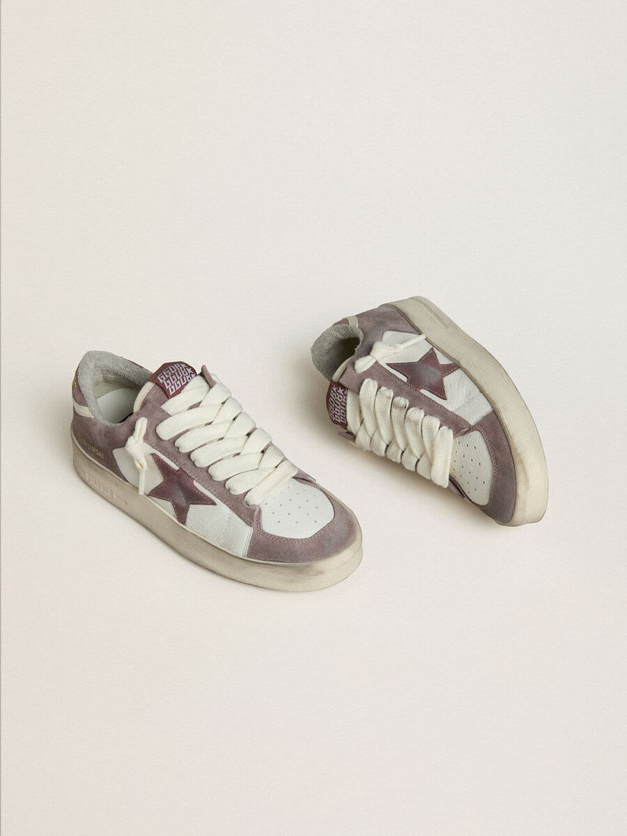 damskie buty stardan ltd ze skóry nappa i zamszu z gwiazdą z zamszu w kolorze malwy i zapiętkiem z zamszu w kolorze lawendy