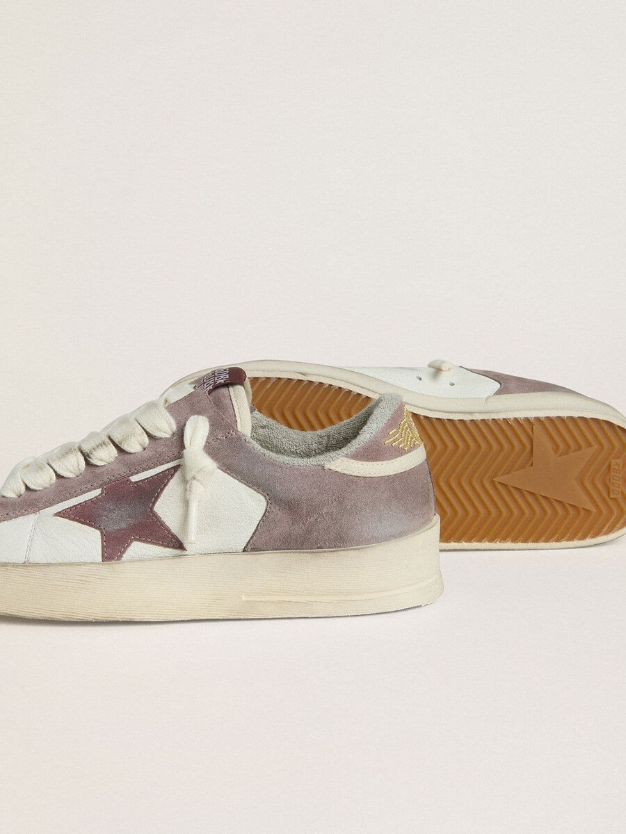 damskie buty stardan ltd ze skóry nappa i zamszu z gwiazdą z zamszu w kolorze malwy i zapiętkiem z zamszu w kolorze lawendy