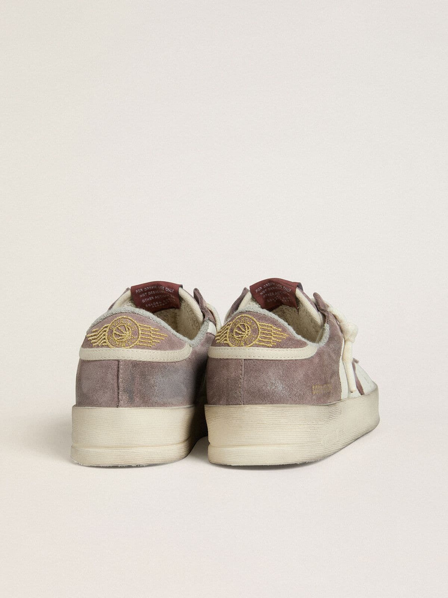 damskie buty stardan ltd ze skóry nappa i zamszu z gwiazdą z zamszu w kolorze malwy i zapiętkiem z zamszu w kolorze lawendy