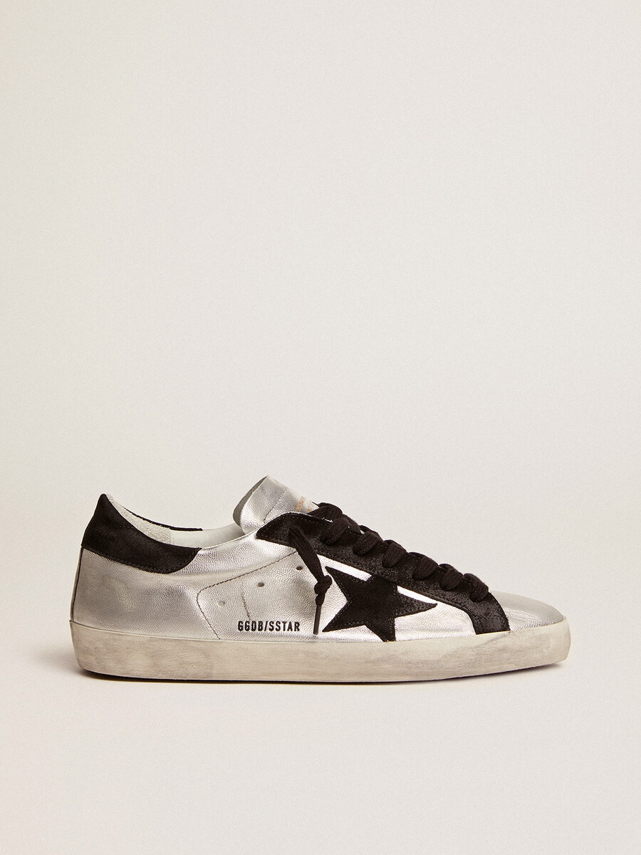 męskie buty super-star ze srebrnej skóry