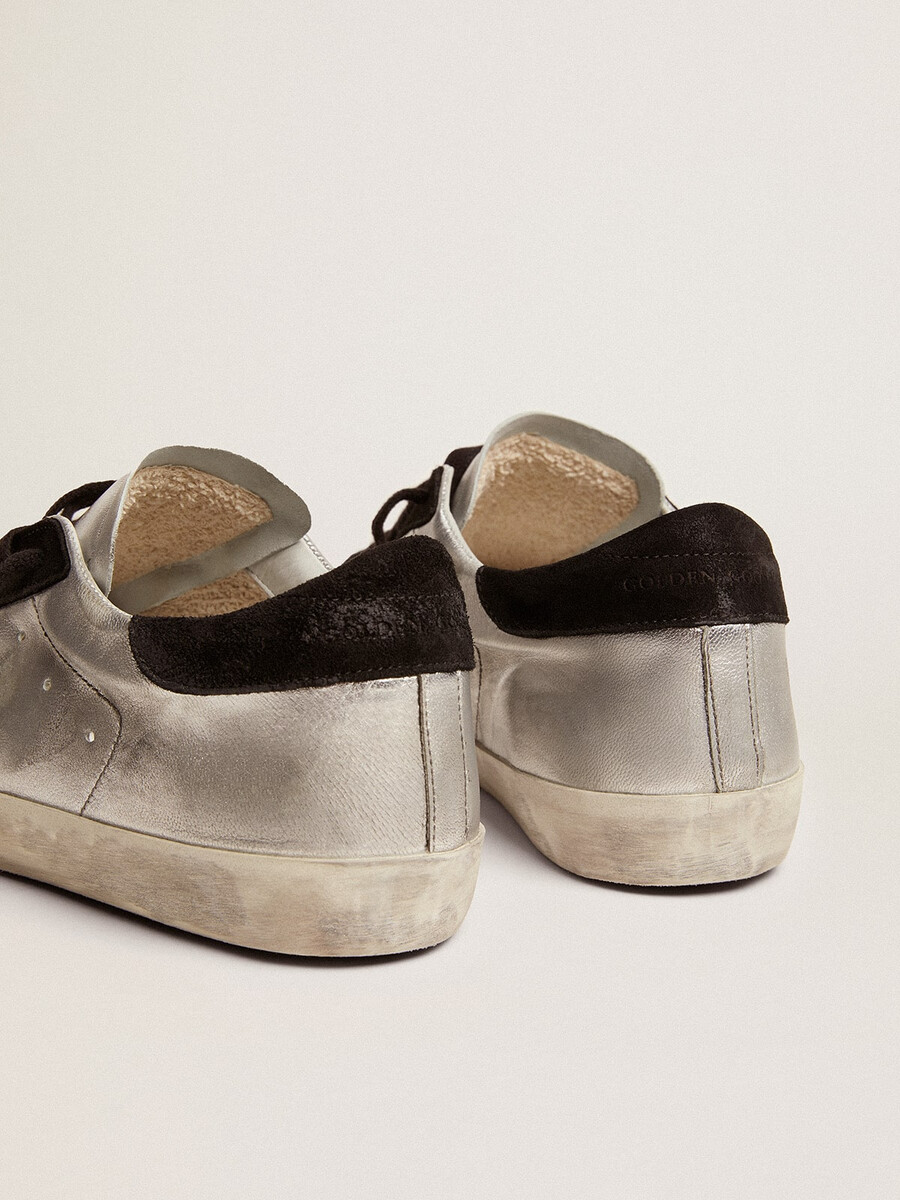 męskie buty super-star ze srebrnej skóry