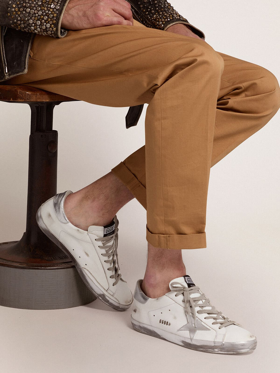 męskie buty super-star z laminowaną gwiazdką i zapięciem na pięcie