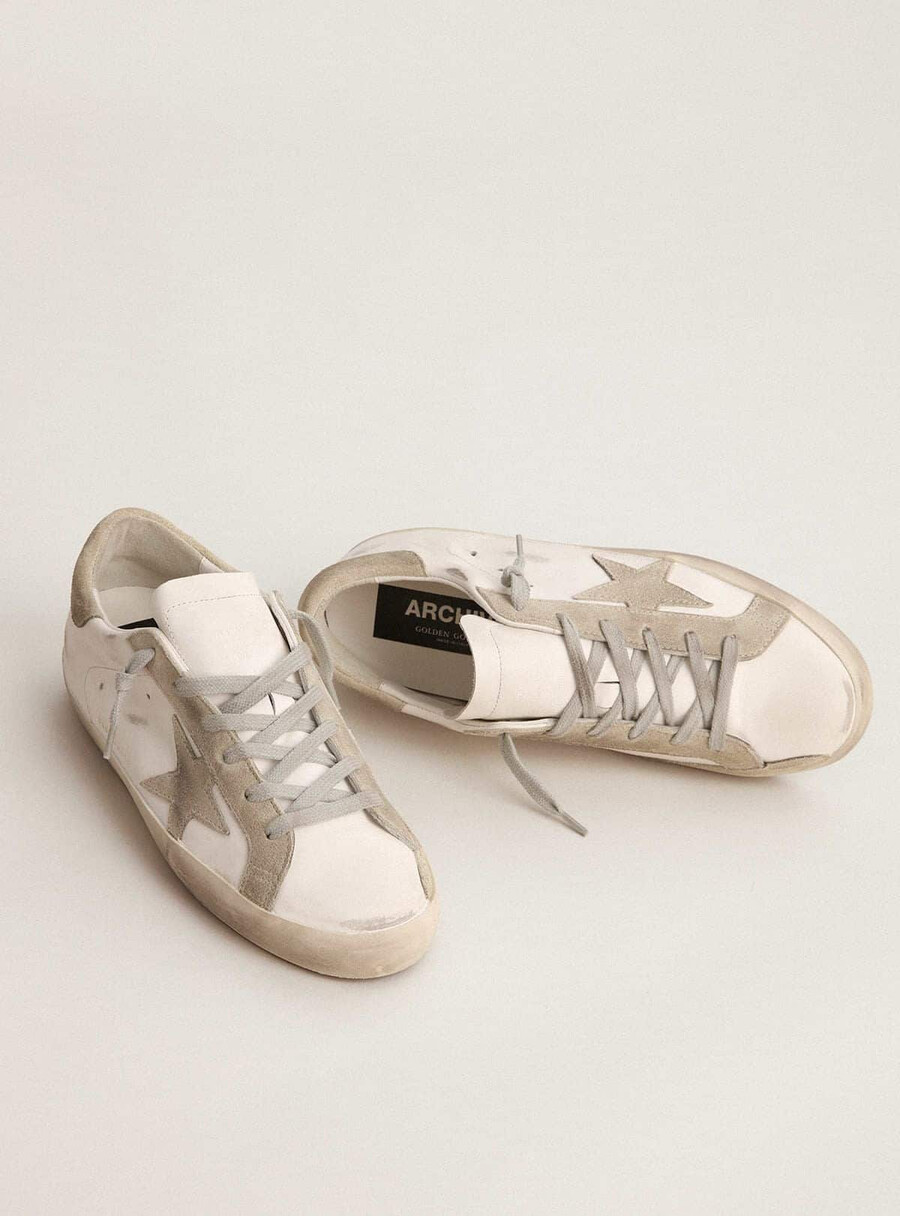 męskie buty super-star z szarą zamszową gwiazdą i zapięciem na pięcie
