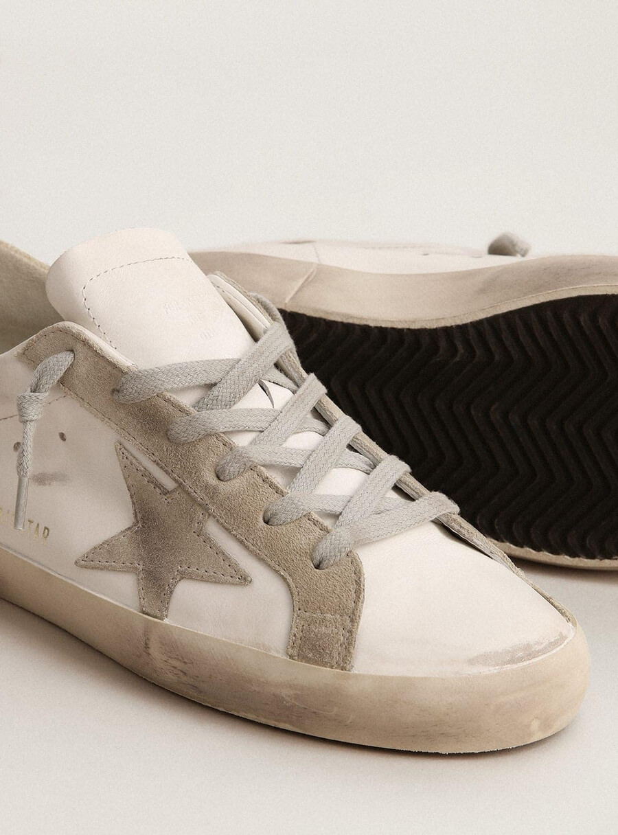 męskie buty super-star z szarą zamszową gwiazdą i zapięciem na pięcie