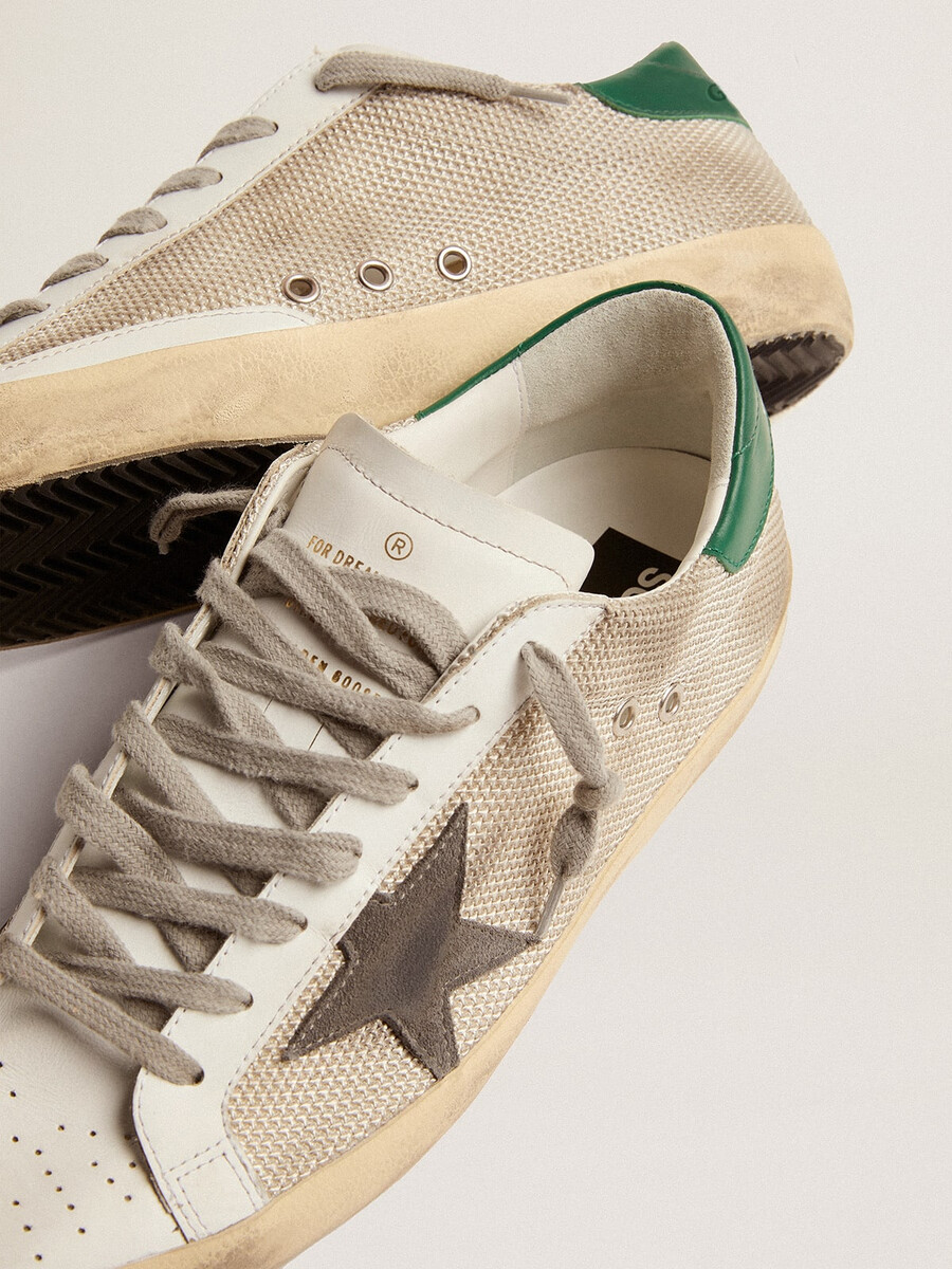 męskie buty super-star w jasnosrebrnej siatce z szarą gwiazdą