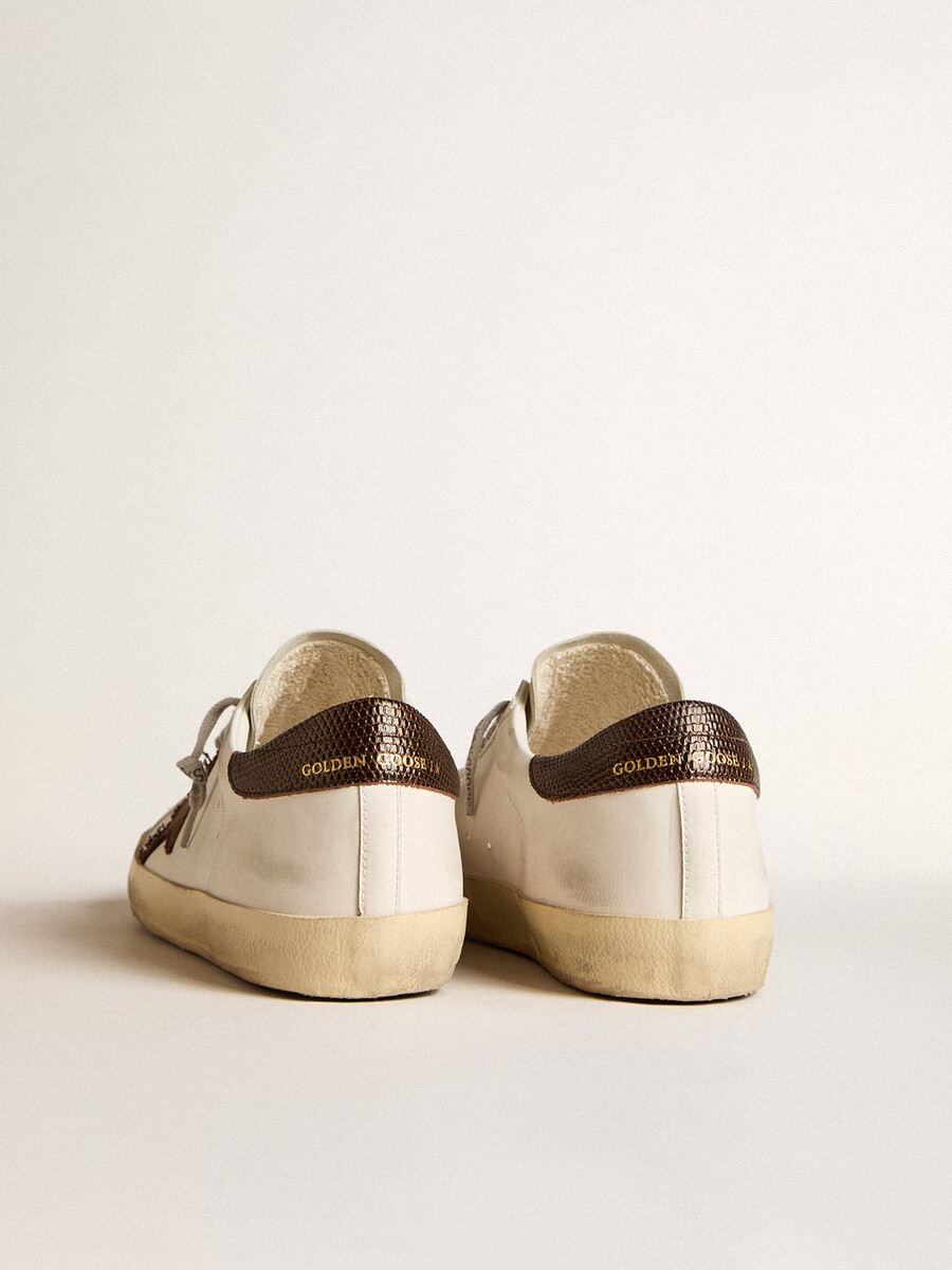 męskie buty super-star z materiału bio-based z gwiazdą z płótna i ciemnobrązową skórzaną zatyczką na pięcie
