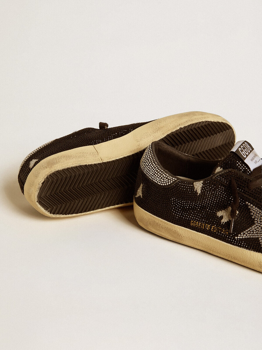 męskie buty super-star ze zamszu z kryształami swarovskiego i srebrną gwiazdą