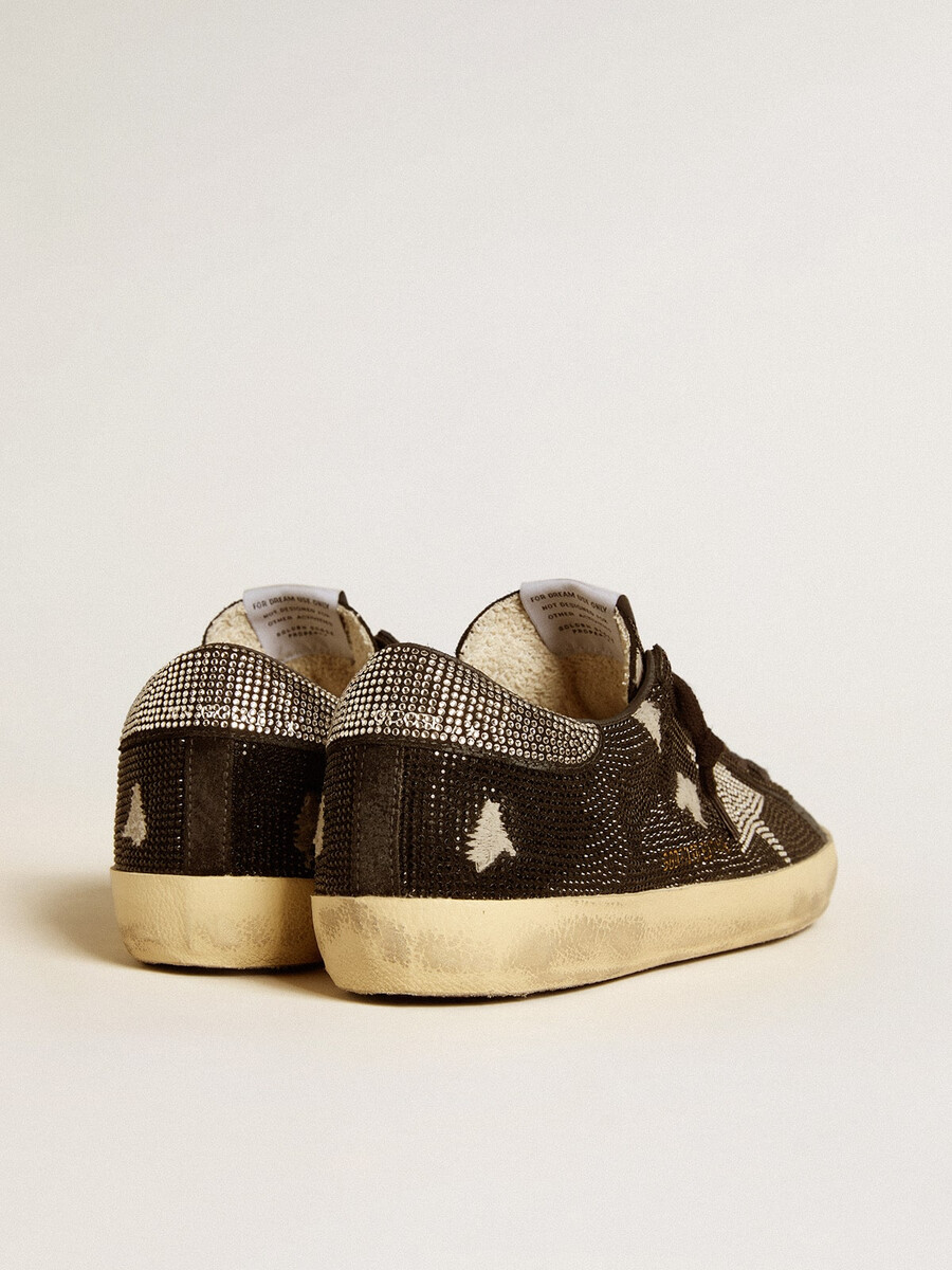 męskie buty super-star ze zamszu z kryształami swarovskiego i srebrną gwiazdą