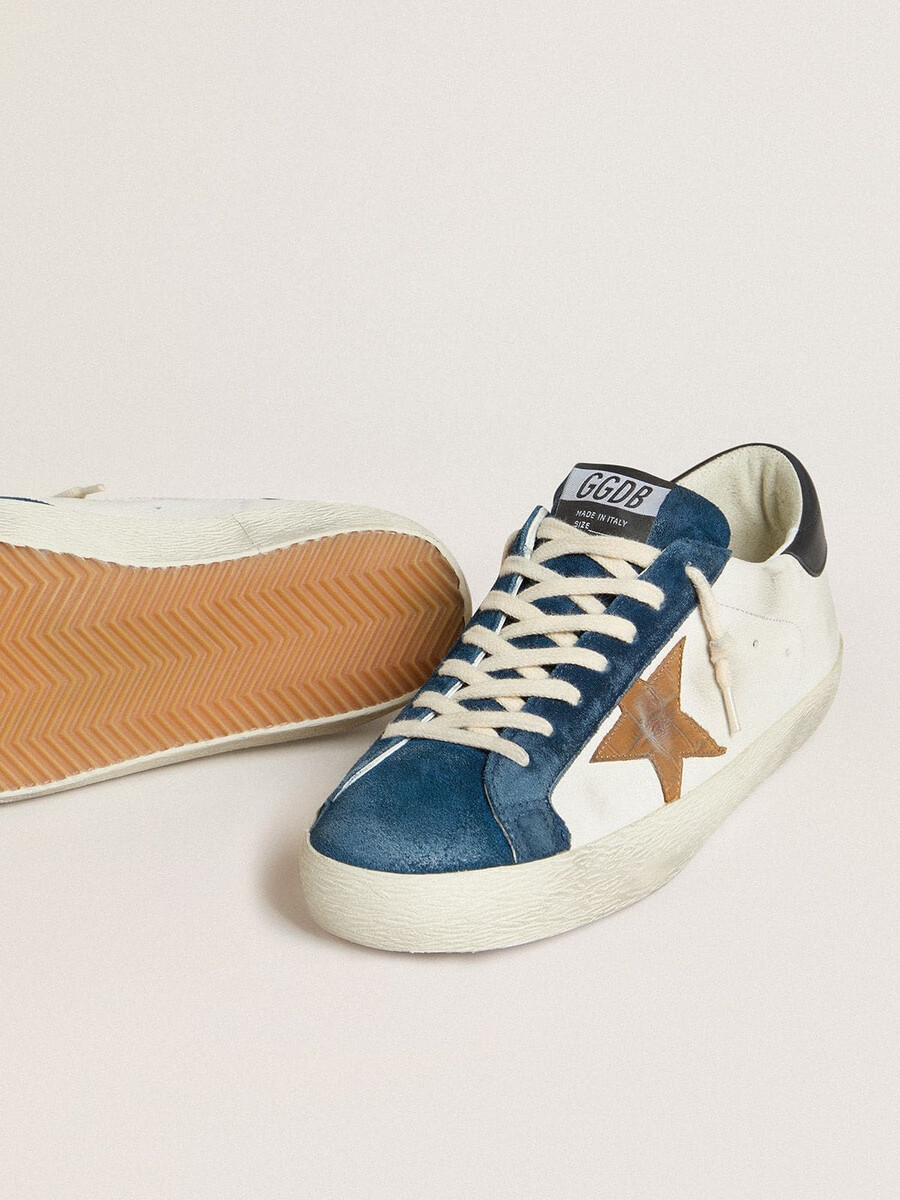 męskie buty super-star ltd z gwiazdą ze skóry krokodylej w kolorze tytoniu i czarnym skórzanym paskiem na pięcie