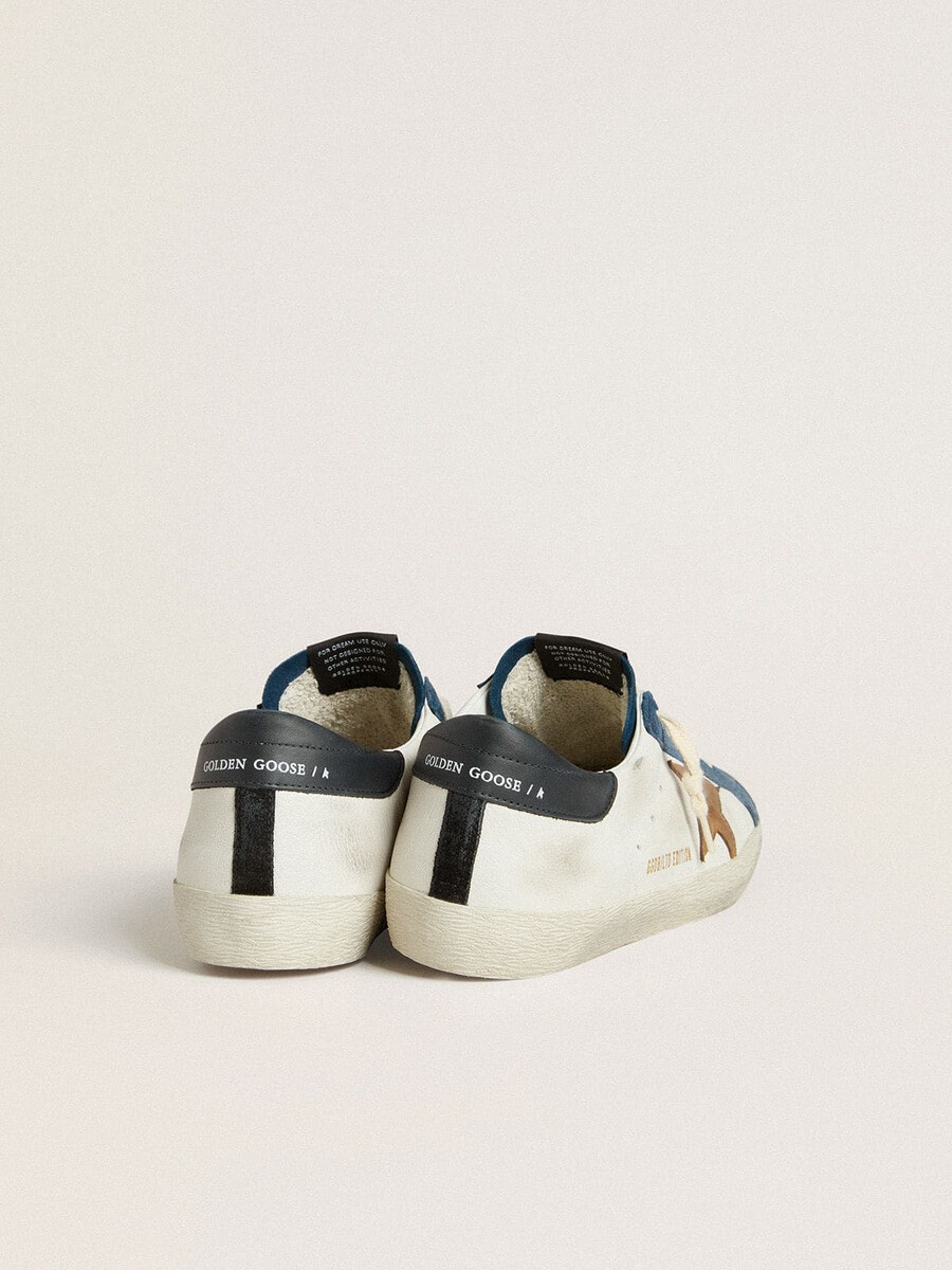 męskie buty super-star ltd z gwiazdą ze skóry krokodylej w kolorze tytoniu i czarnym skórzanym paskiem na pięcie