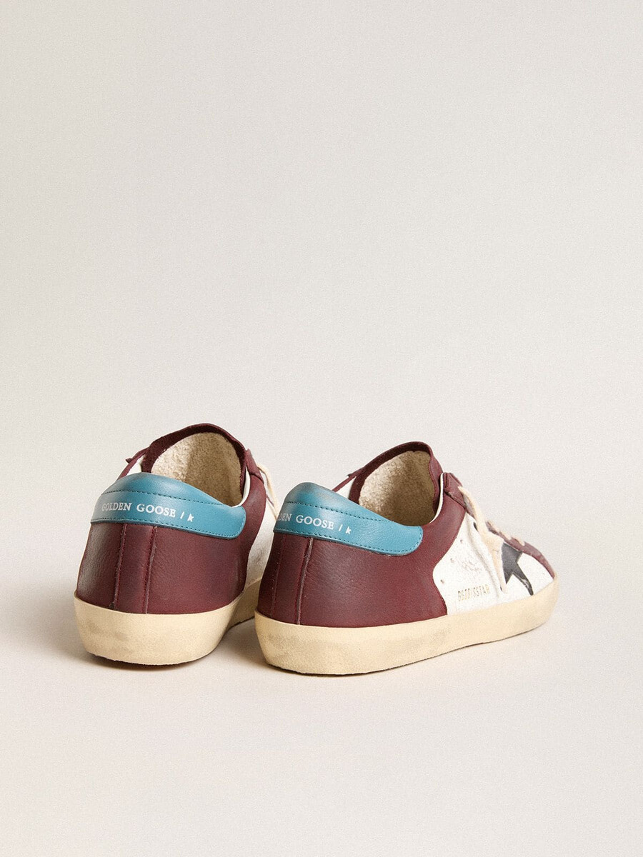 męskie buty super-star ze skóry chropowatej z brązową gwiazdą i turkusowym paskiem na pięcie