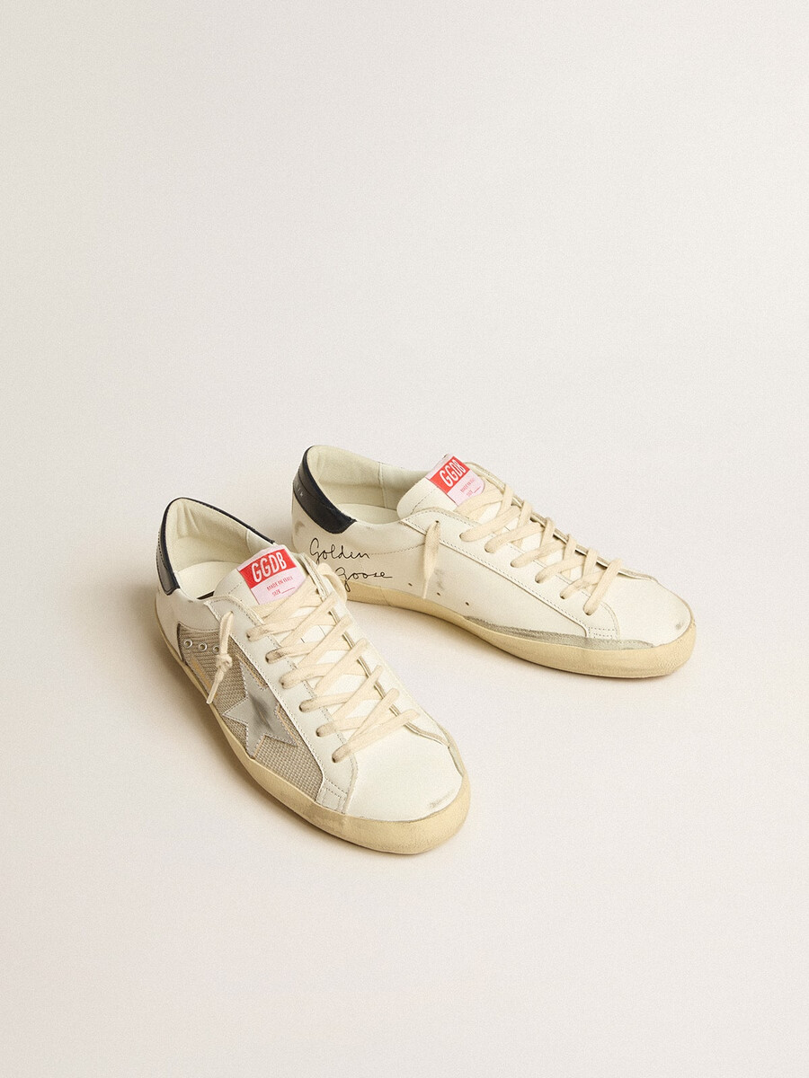 męskie buty super-star ltd z siateczki i skóry ze srebrną gwiazdą i niebieskim paskiem na pięcie