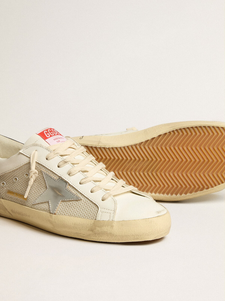 męskie buty super-star ltd z siateczki i skóry ze srebrną gwiazdą i niebieskim paskiem na pięcie