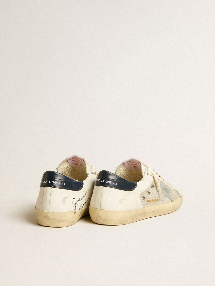 męskie buty super-star ltd z siateczki i skóry ze srebrną gwiazdą i niebieskim paskiem na pięcie