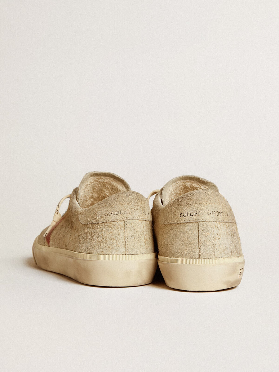 męskie buty super-star ltd z szarego zamszu z czerwoną gwiazdą ze skóry