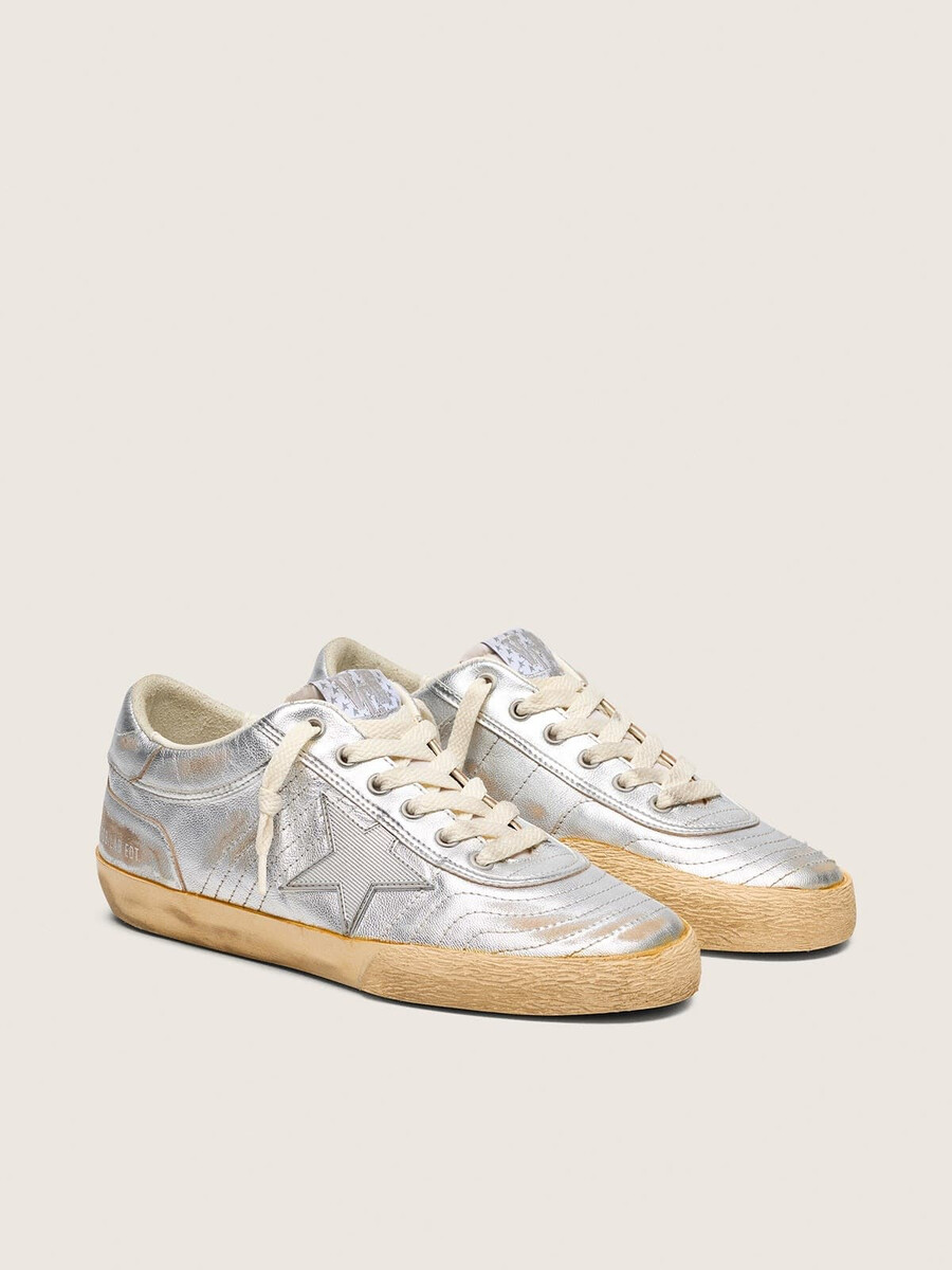 męskie buty super-star lab z metalicznej skóry nappa ze srebrną gwiazdą tpu