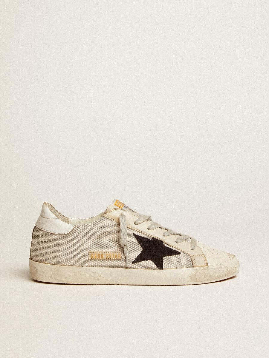 damskie buty super-star ze skóry z czarną gwiazdą