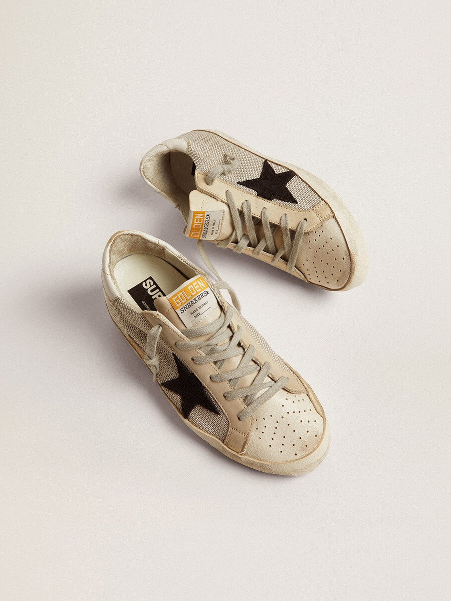 damskie buty super-star ze skóry z czarną gwiazdą