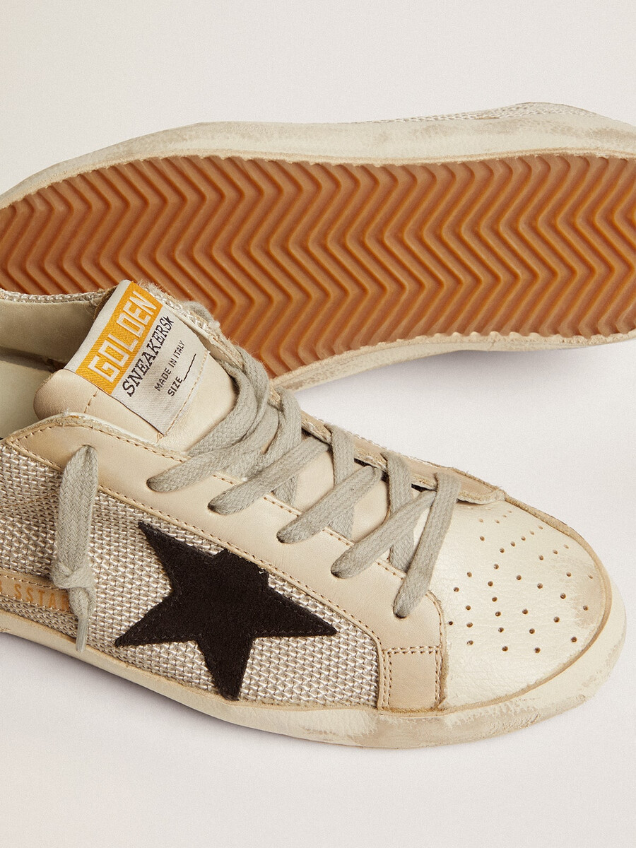 damskie buty super-star ze skóry z czarną gwiazdą