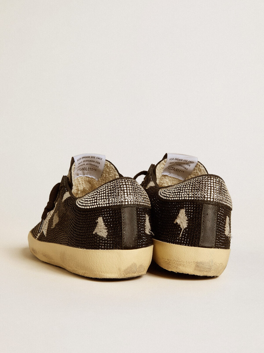 damskie buty super-star ze zamszu z kryształami swarovskiego i srebrną gwiazdą