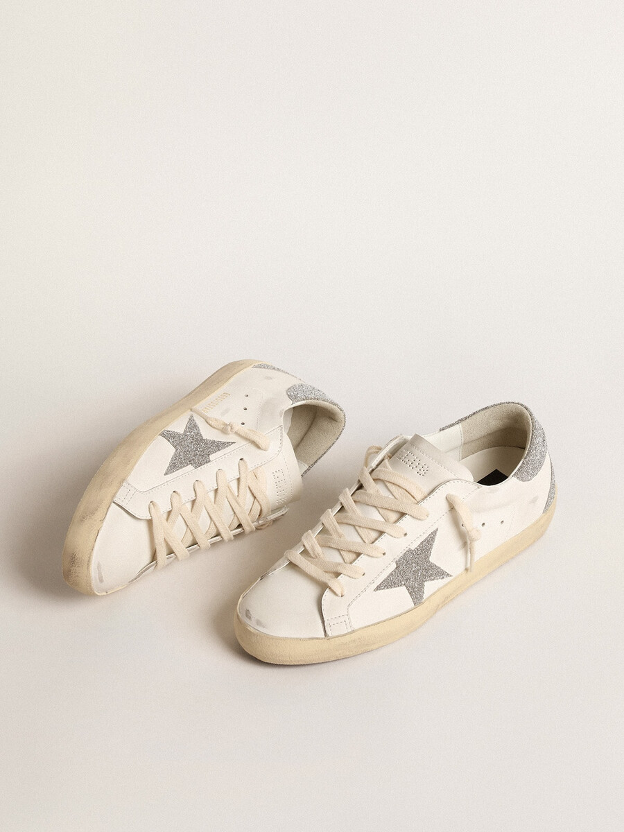 damskie buty super-star ze srebrną kryształową gwiazdą swarovskiego i zapięciem na pięcie