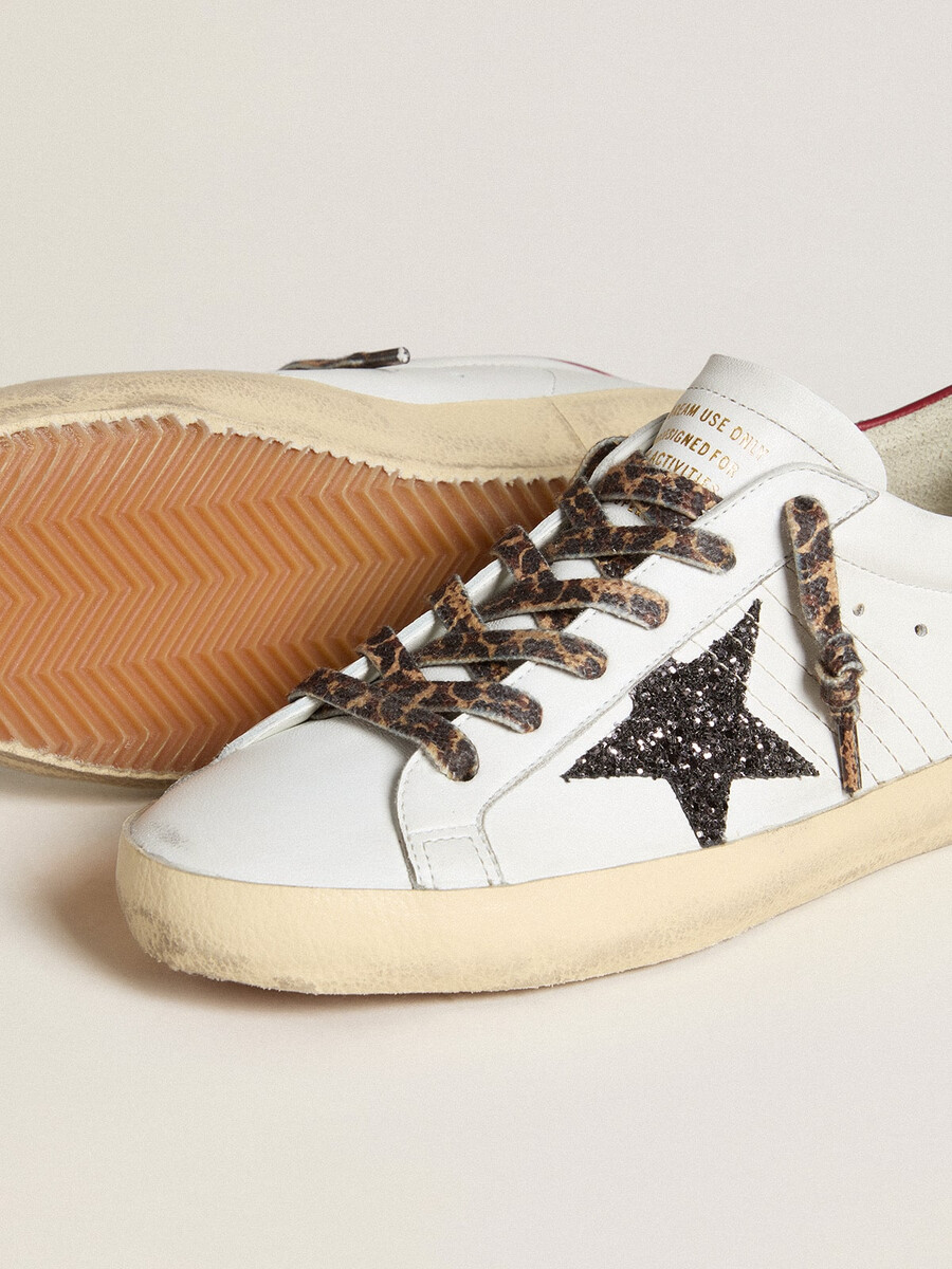 damskie buty super-star z nappa z brokatową gwiazdą i czerwoną pętelką nappa na pięcie
