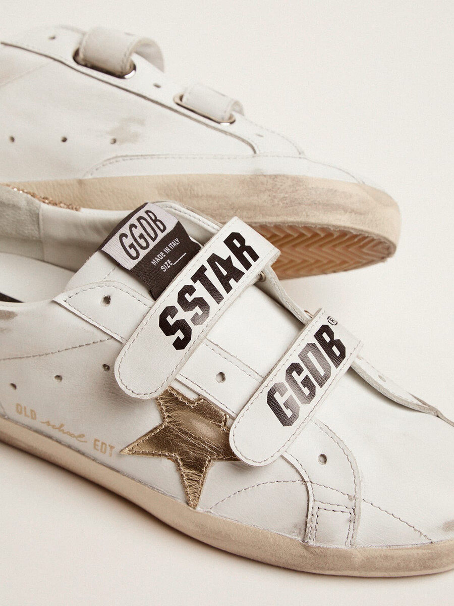 damskie buty old school ze złotą gwiazdą w laminowanej skórze
