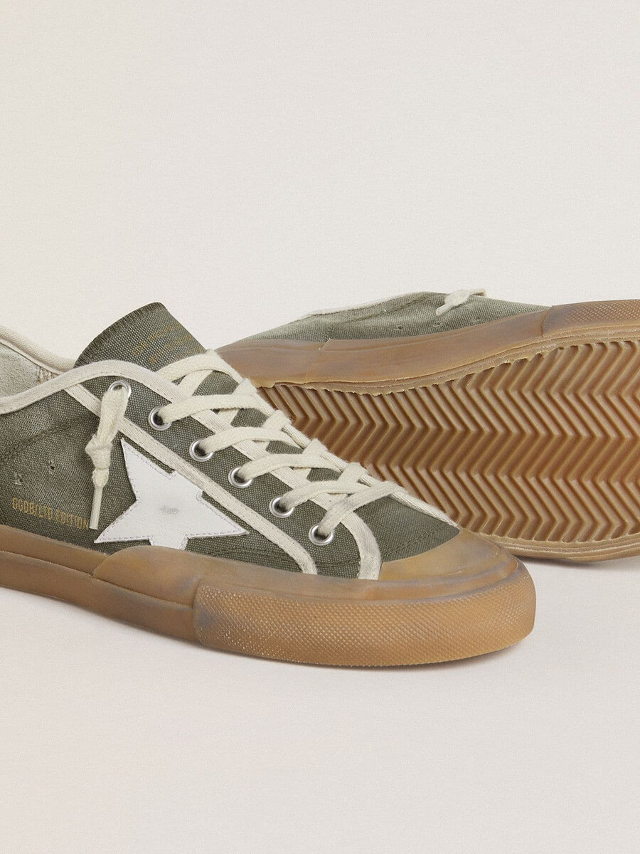 damskie buty super-star ltd z zielonego płótna z białą skórzaną gwiazdą