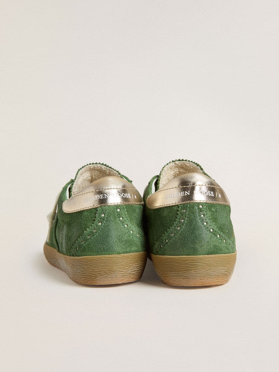damskie buty super-star w zielonym zamszu z białą gwiazdą