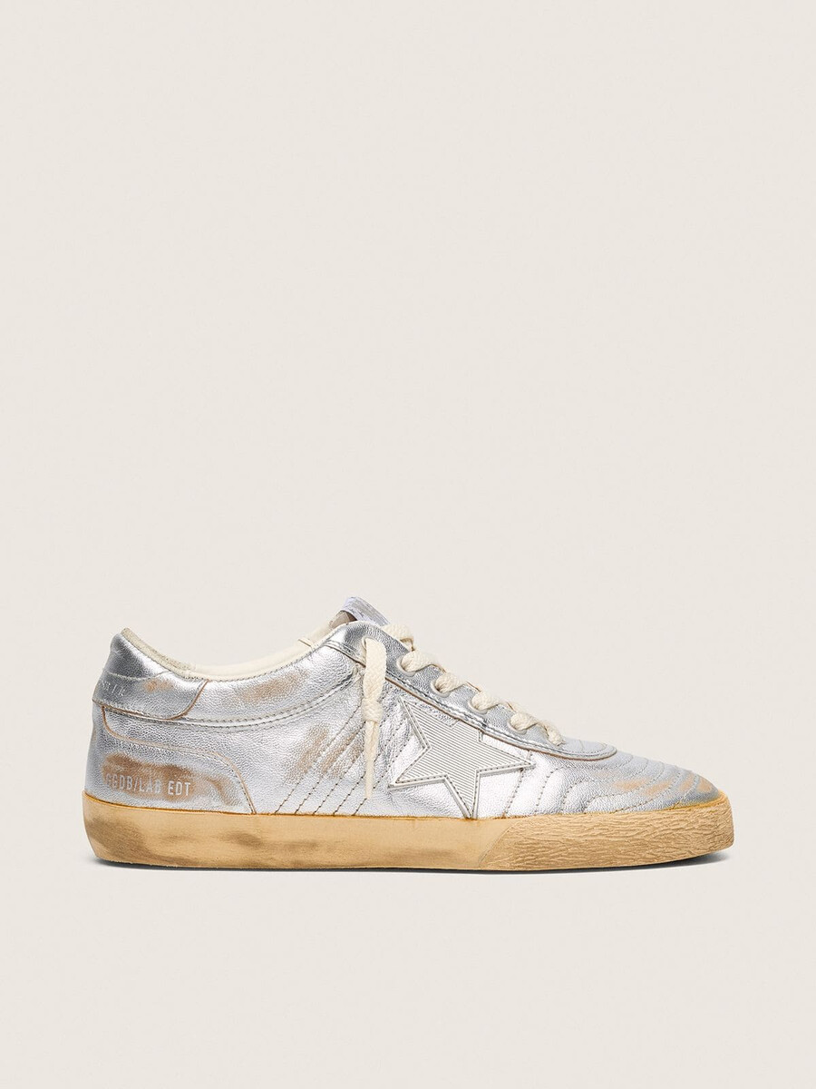 damskie buty super-star lab z metalicznej skóry nappa ze srebrną gwiazdą tpu