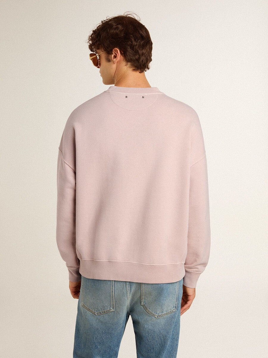 bluza unisex z okrągłym dekoltem old rose i zielonym nadrukiem logo