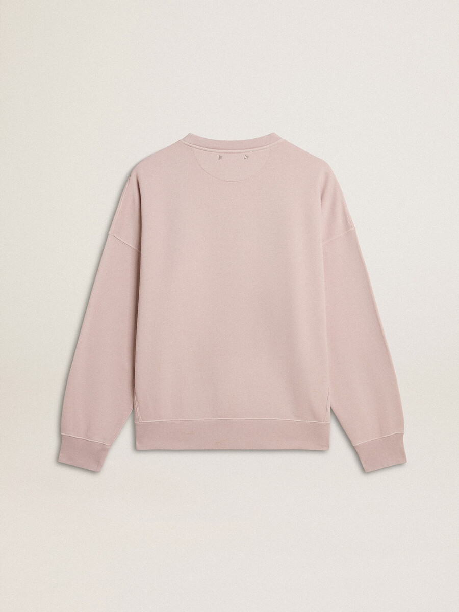 bluza unisex z okrągłym dekoltem old rose i zielonym nadrukiem logo